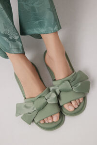 Women'secret Zapatillas casa sat&eacute;n lazo verde