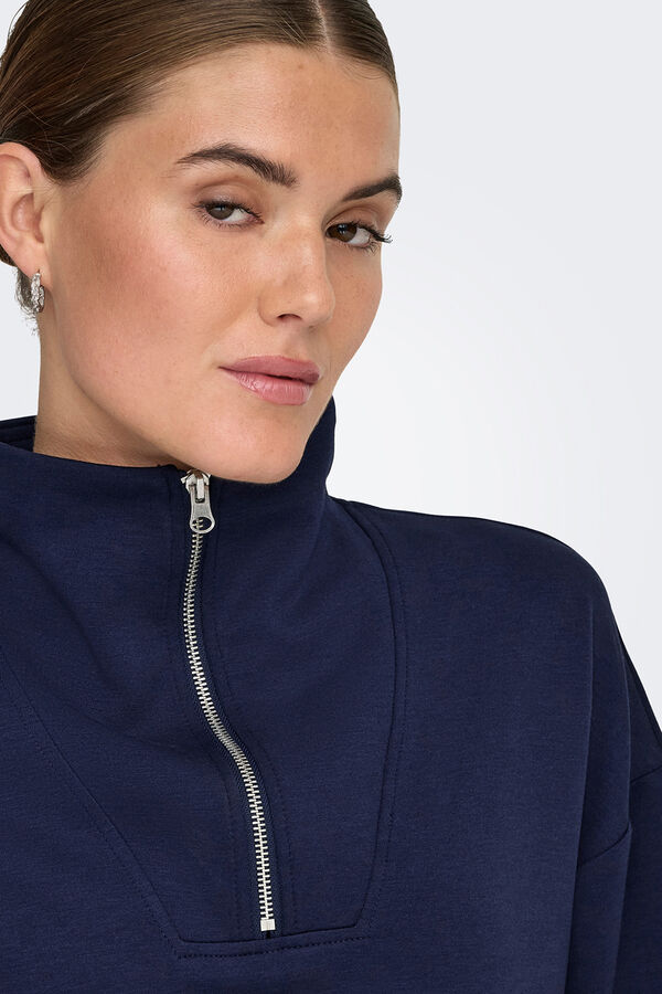 Only Play Sudadera zip cuello alto azul