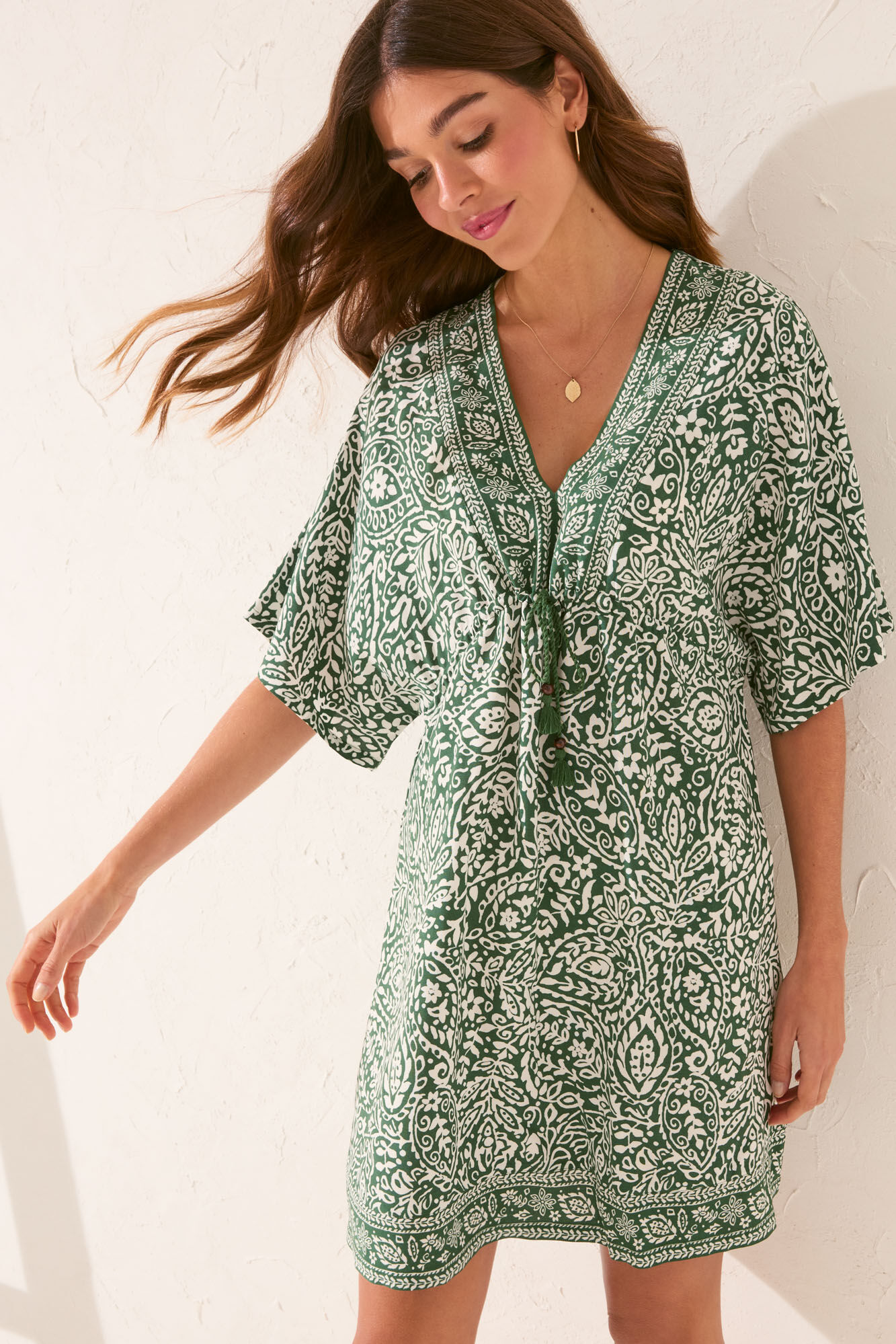 Women'secret T&uacute;nica curta de viscose com estampado paisley