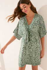 Women'secret T&uacute;nica curta de viscose com estampado paisley verde