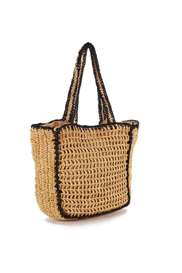 Abbacino Capazo de playa trenzado negro beige