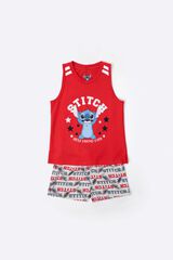 Admas Pijama curto Stitch university vermelho