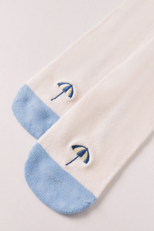 Women'secret Meias curtas bordado guarda-chuva azul