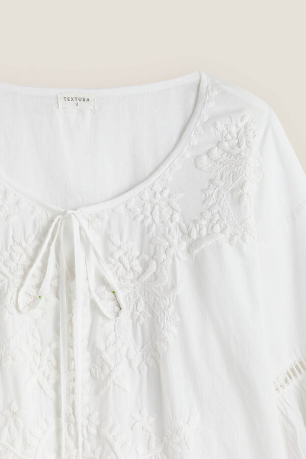 Textura T&Uacute;NICA ALGOD&Oacute;N BORDADA branco