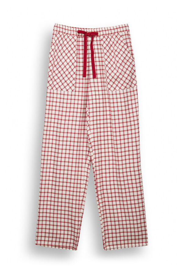Women'secret Calças pijama xadrez algodão vermelho estampado