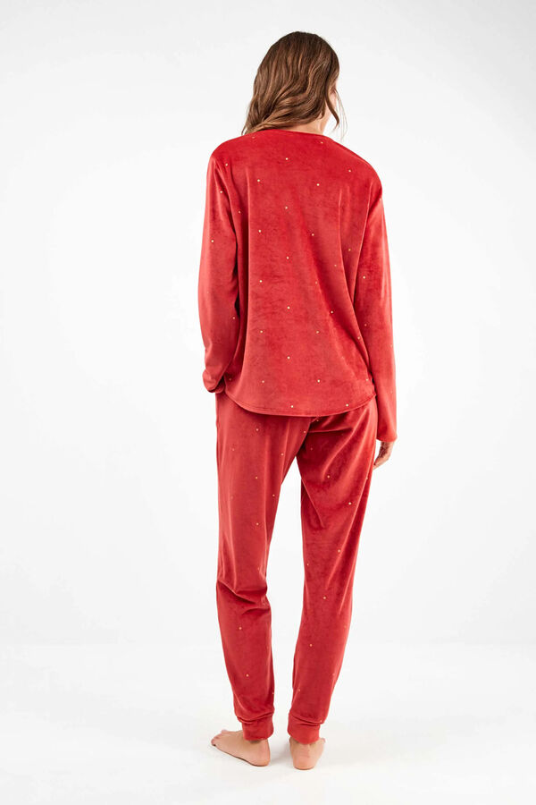 Gisela Conjunto de pijama de polar el&aacute;stica castanho