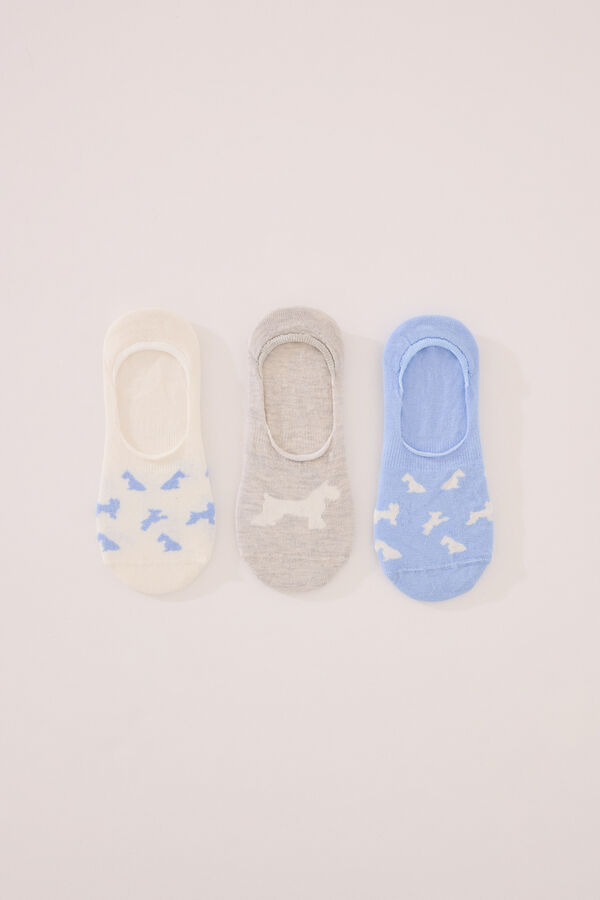 Women'secret Pack 3 calcetines invisibles algod&oacute;n print perritos estampado