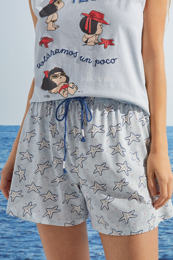 Womensecret Pijama corto 100% algodón estampado Mafalda azul