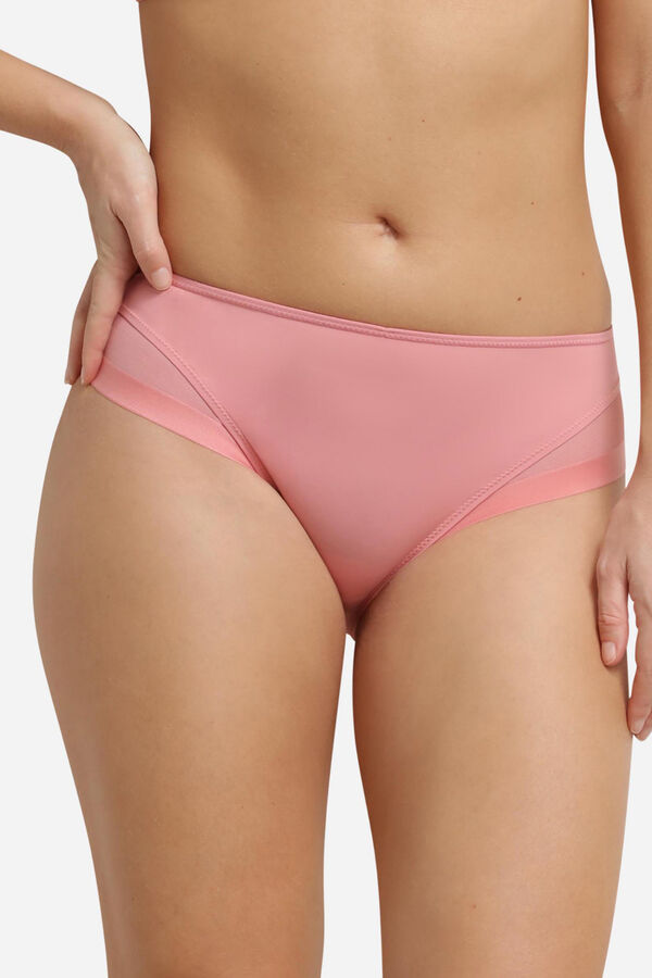 DIM Braga cl&aacute;sica microfibra y  malla rosa