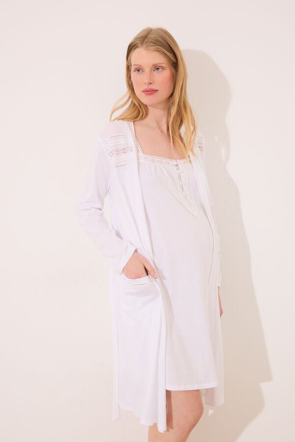 Women'secret Robe midi "maternity" branco bege
