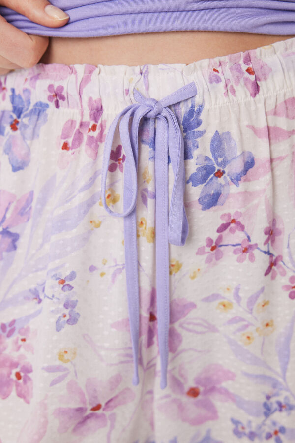 Women'secret Pijama Capri soft touch estampado flores rosa