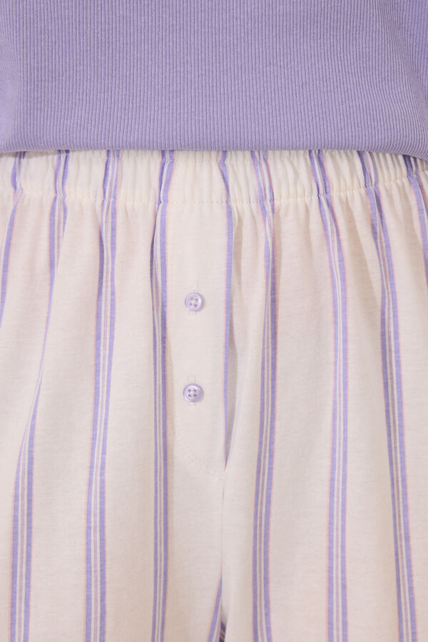 Women'secret Pijama lounge de algod&atilde;o riscas lil&aacute;s rosa