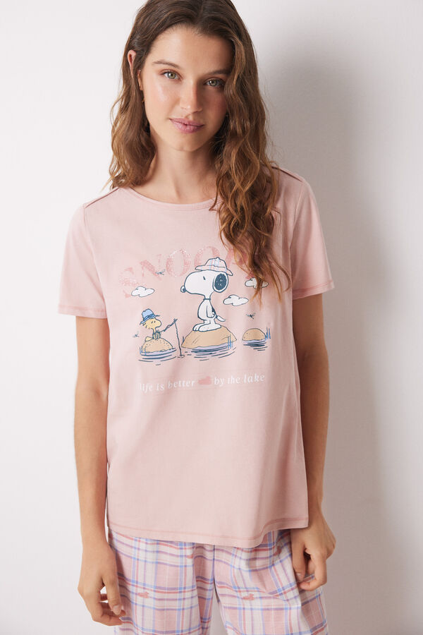 Women'secret Pijama 100% algod&oacute;n rosa Snoopy rosa