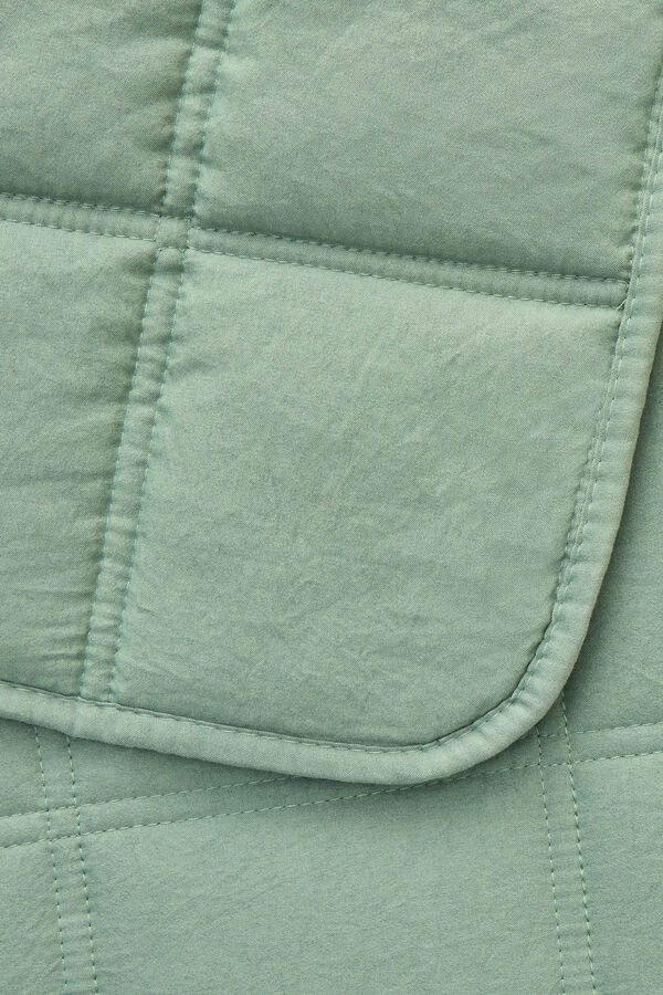 Textura Colcha microfibra cuadros verde
