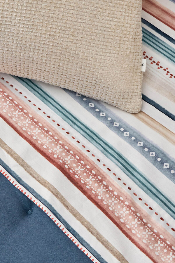 Textura Len&ccedil;ol riscas multicolor azul