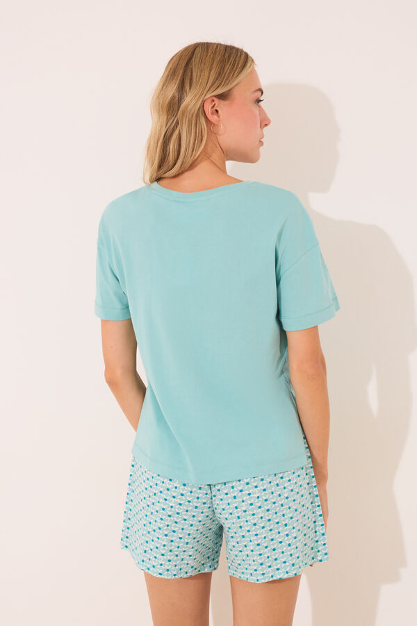 Women'secret Pijama curto verde Snoopy 100% algodão verde