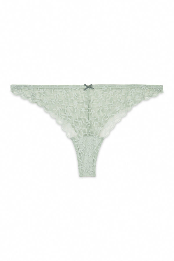Women'secret Cueca brasileira de renda verde verde