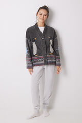 Women'secret Pijama largo terciopelo ping&uuml;inos gris