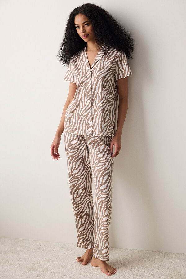 Penti Conjunto de pijama camiseiro longa zebra estampado