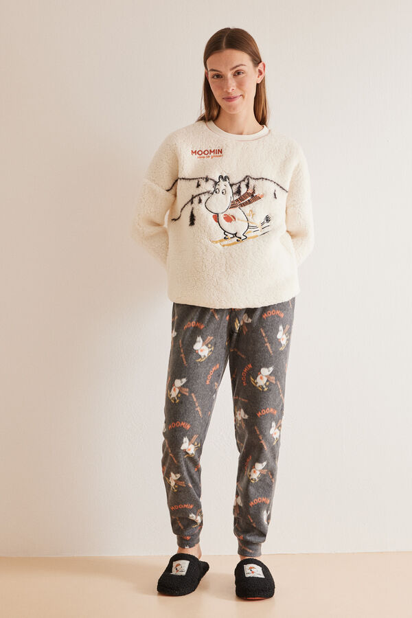 Womensecret Pijama polar e borrego Moomin bege