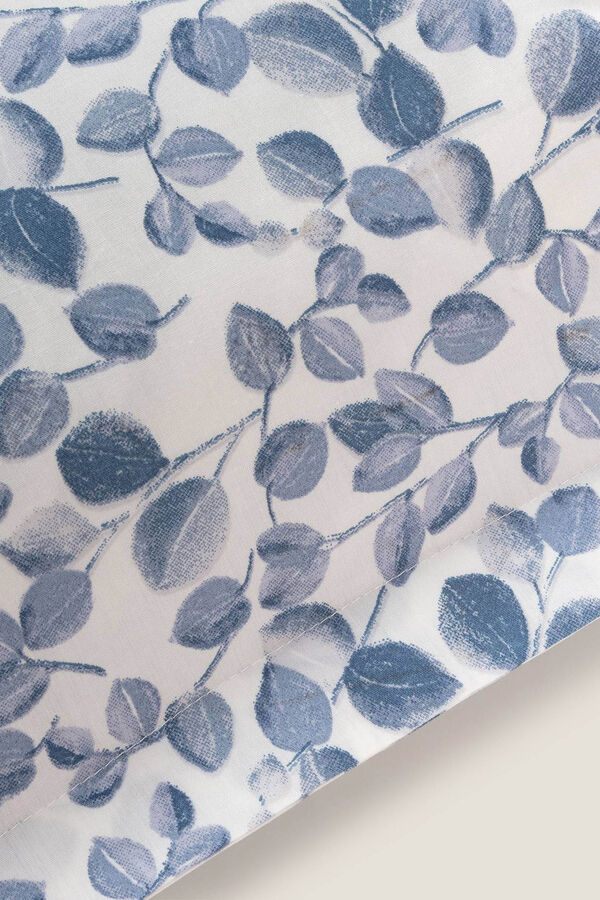 Textura Funda coj&iacute;n hojas algod&oacute;n percal 55x55cm. azul