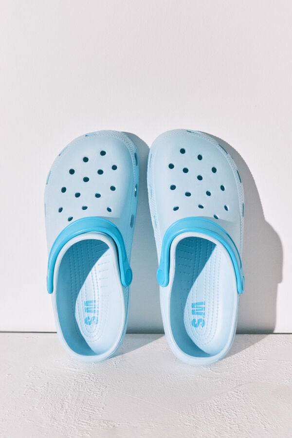 Women'secret Chinelos de quarto tamanco de borracha azul azul