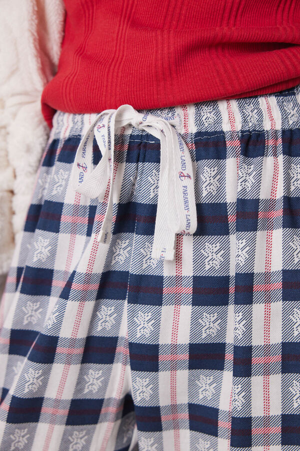 Women'secret Calça de pijama xadrez azul azul