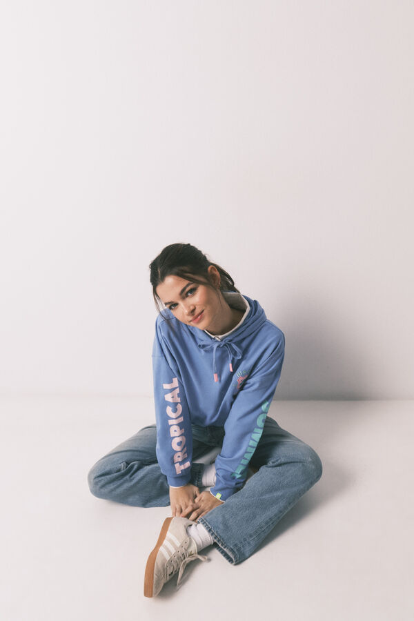 HI&BYE Sweatshirt com capuz em felpa de algod&atilde;o azul azul