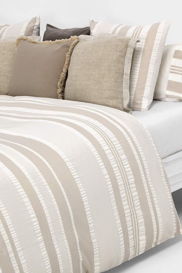 Textura Funda n&oacute;rdica algod&oacute;n rayas. Cama 80-90cm. beige