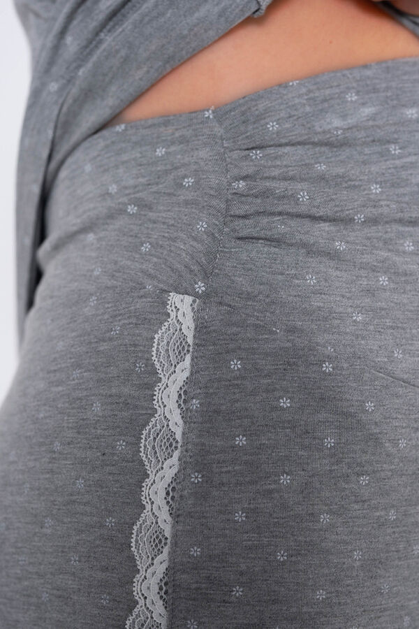 Ohma! Conjunto pijama pré-mamã com estampado de bolinhas cinzento