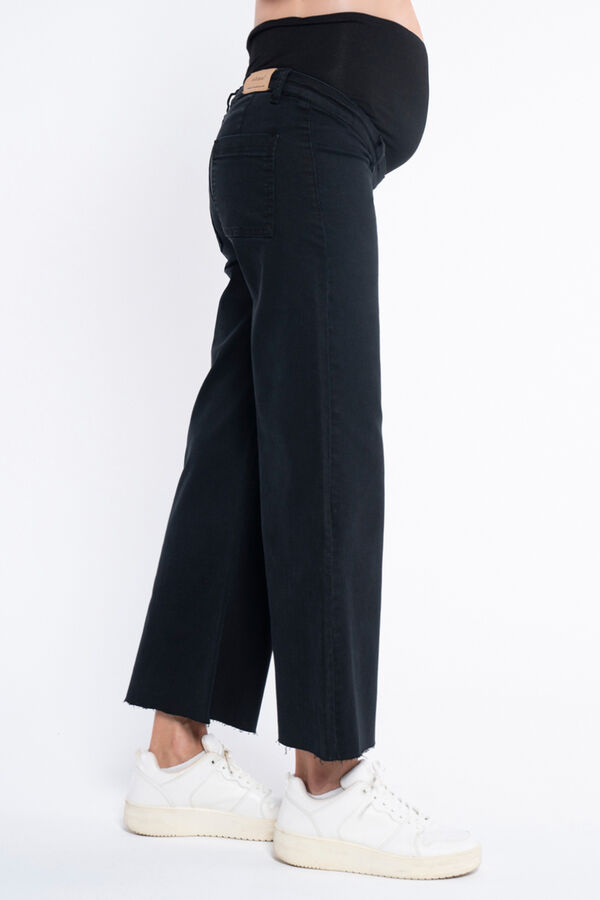 Ohma! Cal&ccedil;a jeans culotte colorida para pr&eacute;-mam&atilde; preto