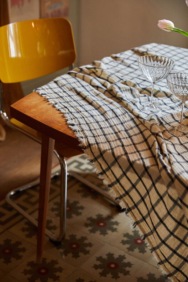 Calma House Toalha de musselina aos quadrados cru Piazze estampado