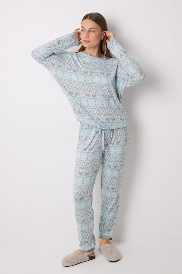Women'secret Pijama polar longo super macio verde