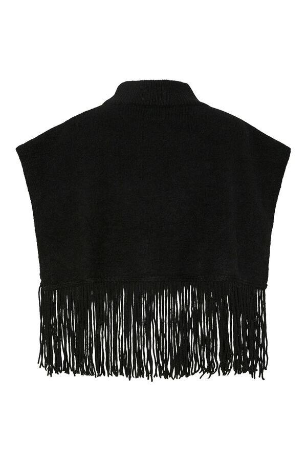 Pieces Poncho de flecos negro