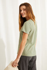 Womensecret Camiseta panadera algodón verde estampado