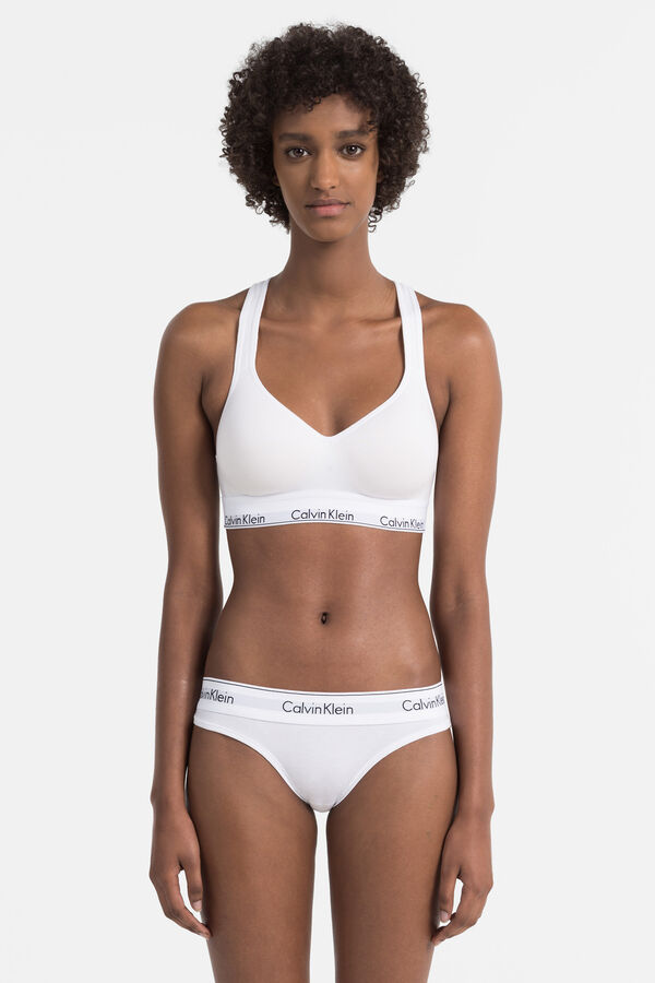 Calvin Klein Tanga c&oacute;s el&aacute;stico Modern Cotton branco