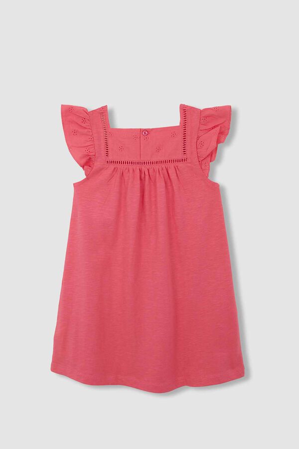 Gocco Vestido volantes mangas rosa coral