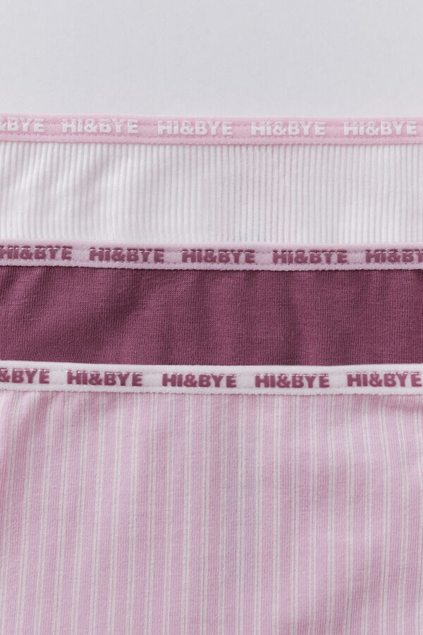 HI&BYE Pacote com 3 cuecas cl&aacute;ssicas em branco, rosa e roxo branco
