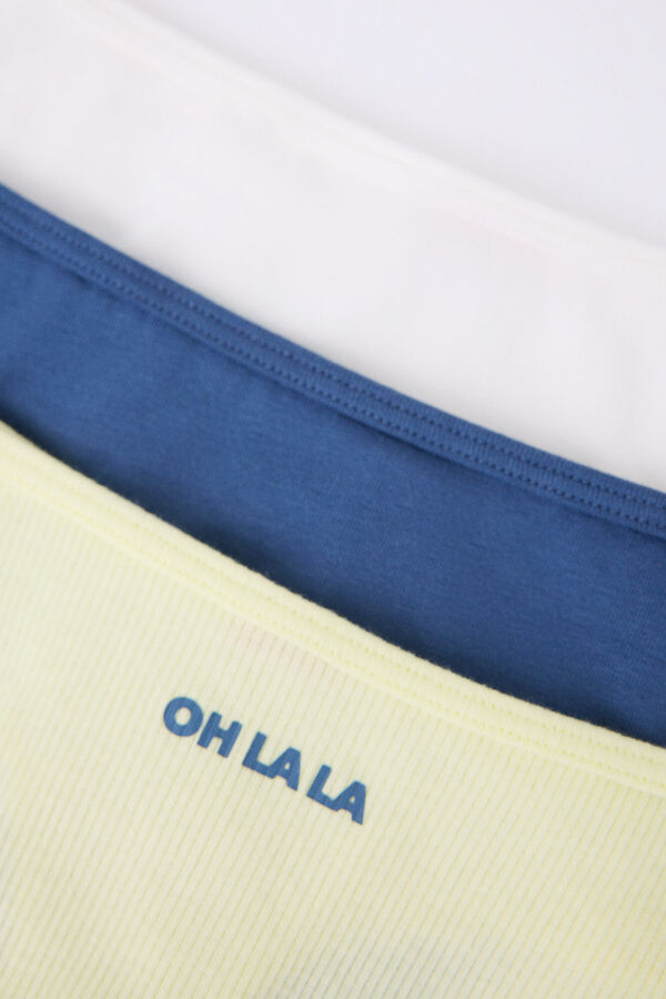 HI&BYE Pack 3 tangas blanco, amarillo, azul blanco