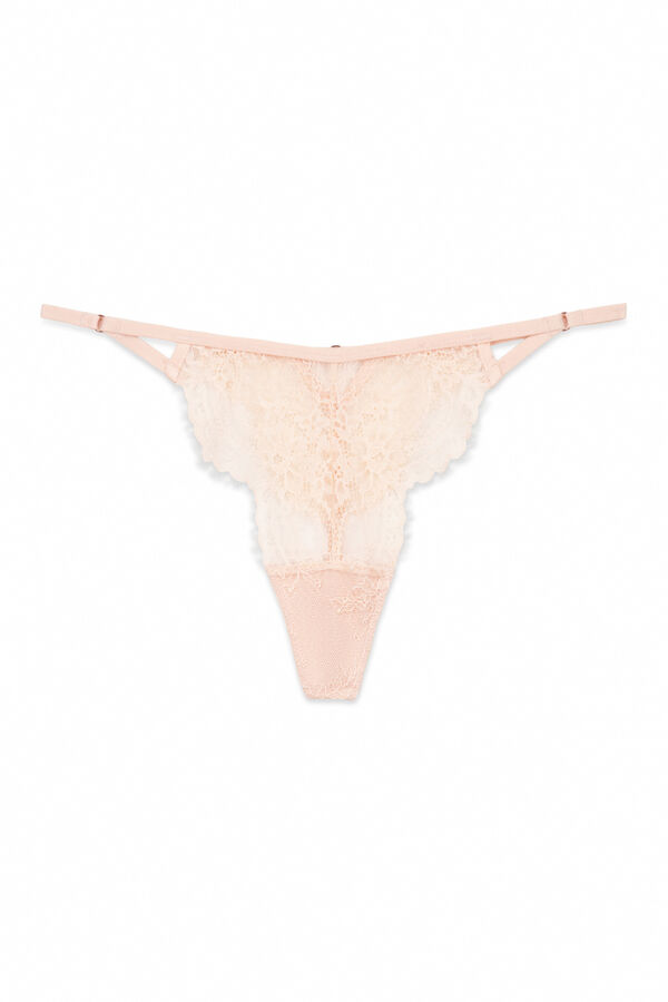 Women'secret Tanga de renda lurex rosa rosa