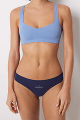 Women'secret Calcinha brasileira de algod&atilde;o azul com mensagem azul