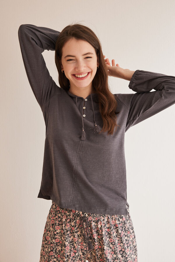 Women'secret Camiseta evas&eacute; 100% algod&oacute;n gris gris