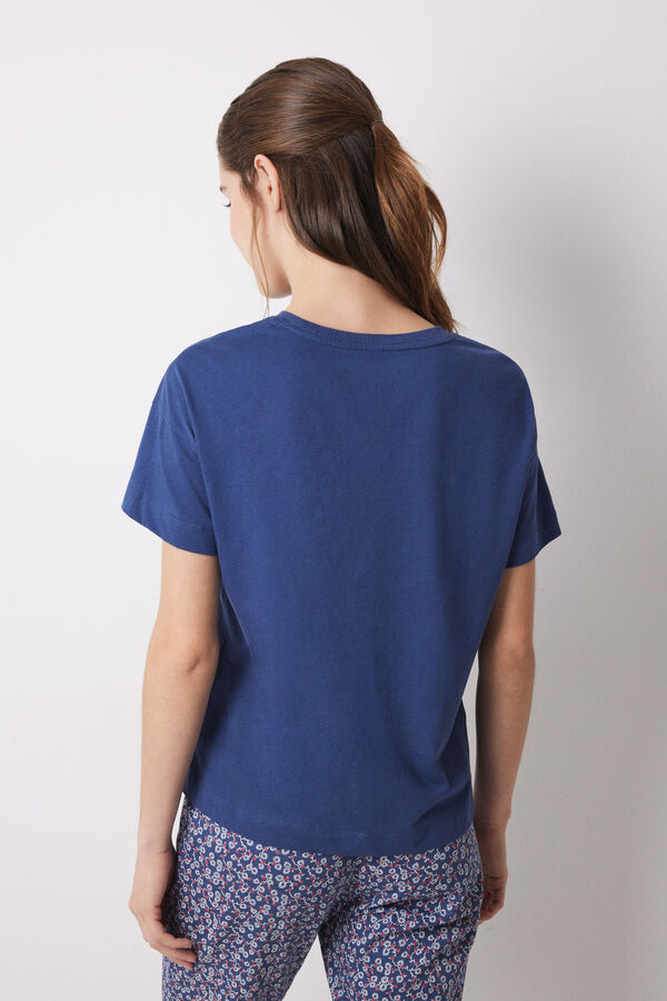 Women'secret Camiseta manga curta azul marinho azul