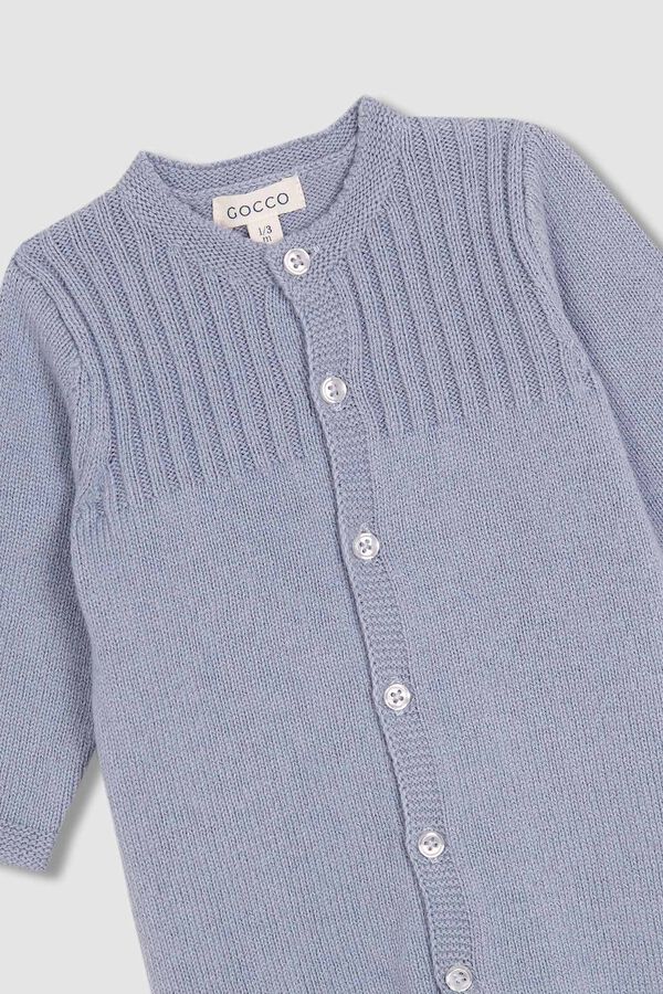 Gocco Pelele punto largo cambio de punto en el pecho azul turquesa