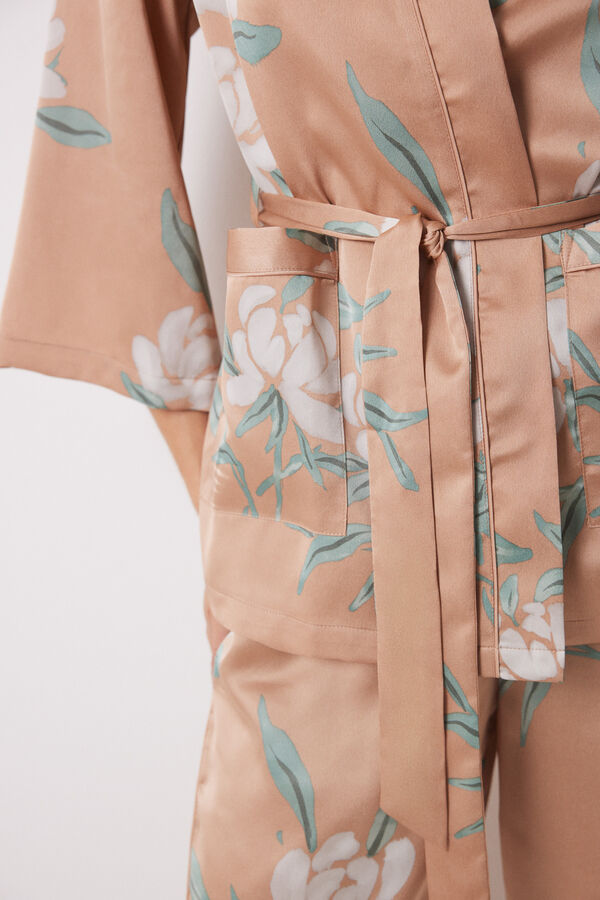 Women'secret Conjunto pijama 3 piezas nude marr&oacute;n