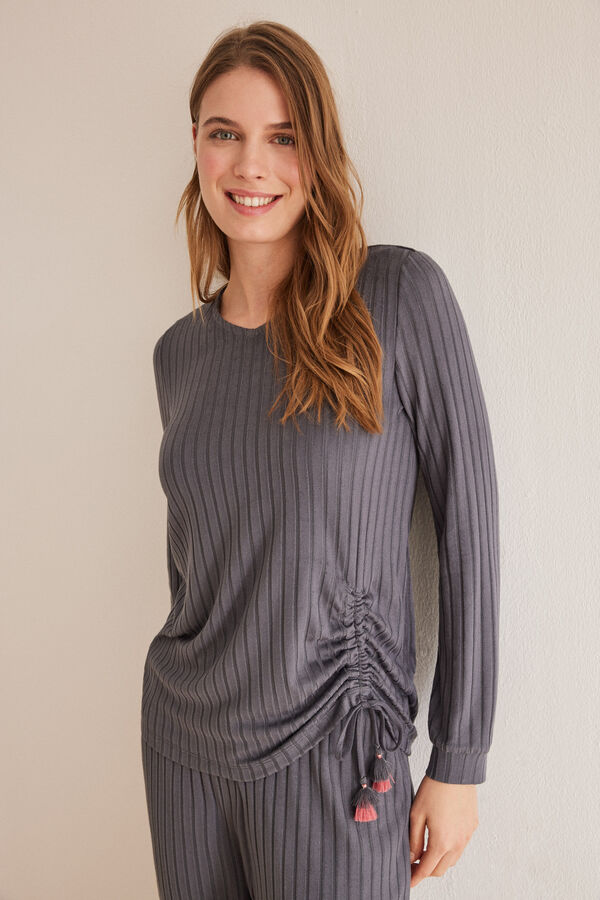 Women'secret Conjunto pantal&oacute;n y camiseta manga larga gris gris