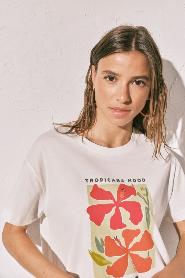Women'secret T-shirt de manga curta em algod&atilde;o bege