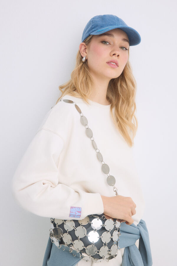 HI&BYE Sweatshirt de pel&uacute;cia em algod&atilde;o marfim bege