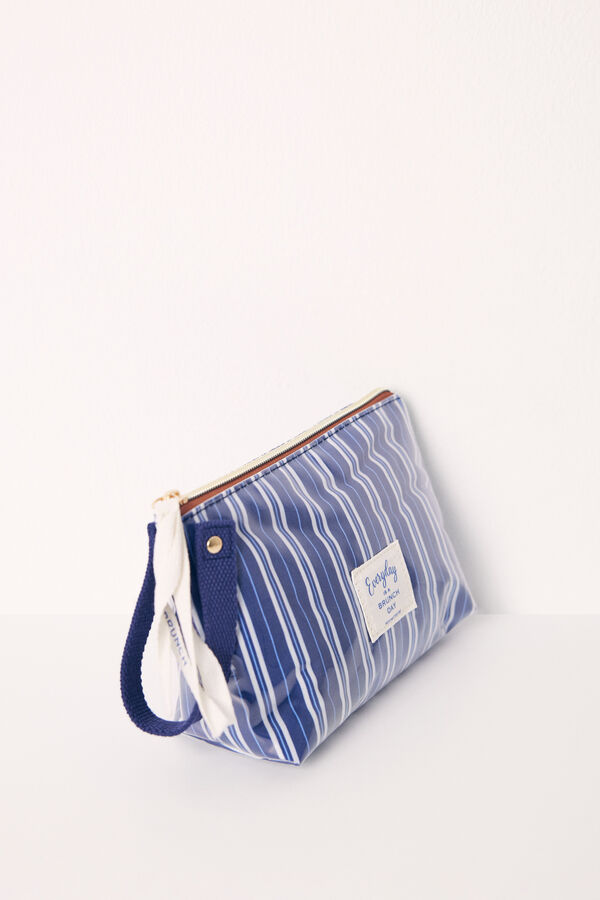 Women'secret Bolsa de toalete pequena riscas em azul marinho azul