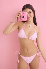 HI&BYE Top bikini triangular cortina print rosa rosa